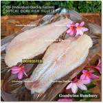 Fish DORI sutchi fillets IQF brand NASUBA Medan NBL 300-400 +/- 11" 28cm/pc - REPACKED (price/pack 700g 2pcs)